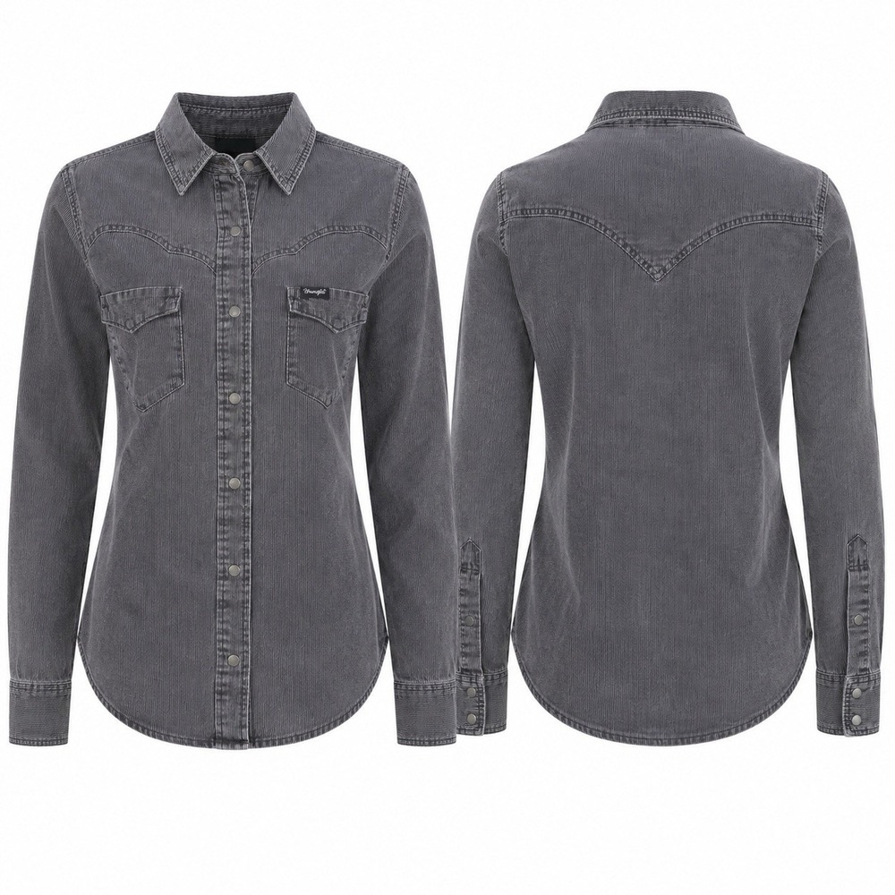 Wrangler Retro Womens Gray Corduroy Western Snap Shirt Small NWT 112336505